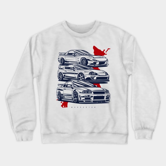 RX7, Skyline & Supra Crewneck Sweatshirt by Markaryan